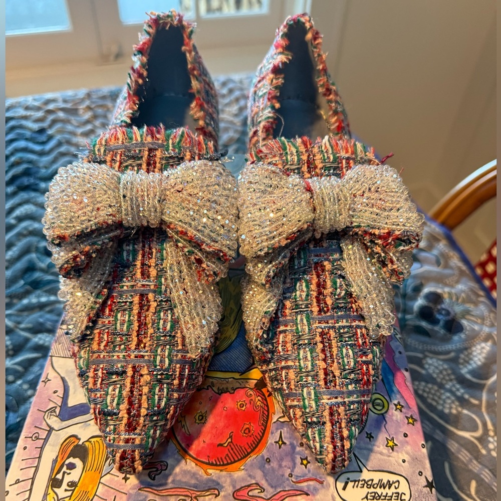 Jeffrey Campbell Multicolor Tweed Flats with Beaded Accent VALENSIA tweed